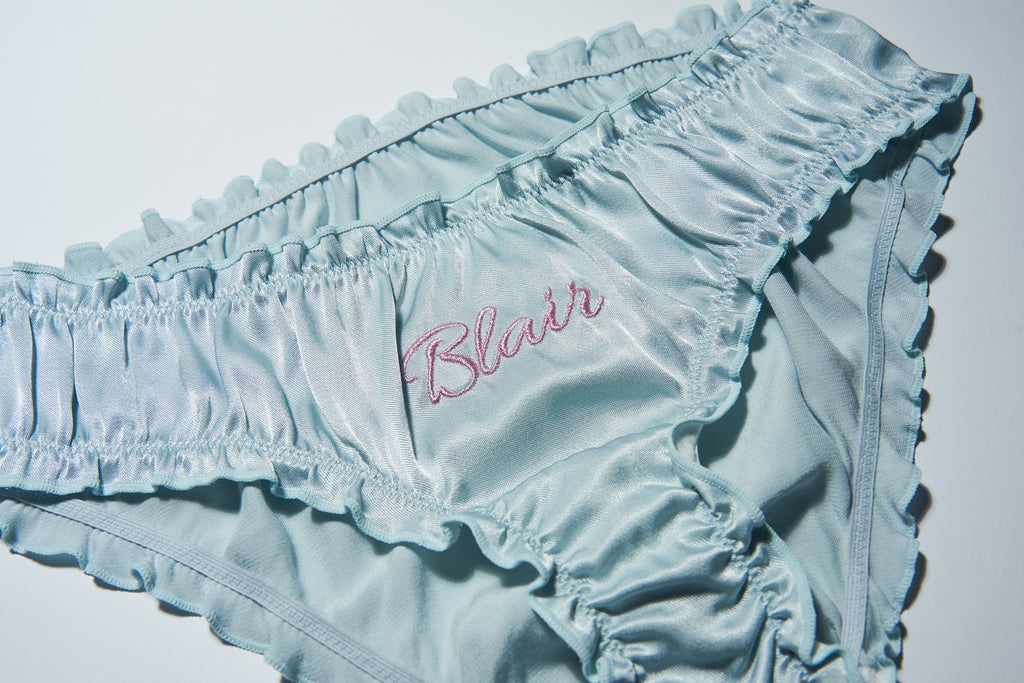 Silky Frilly Panties - Dusty Blue
