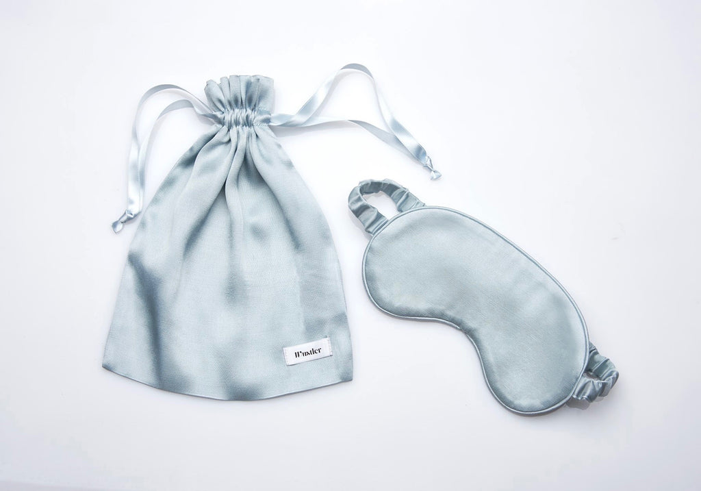 Silky Eye Mask with Pouch - Dusty Blue