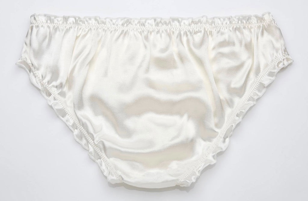 Silky Frilly Panties - Ivory White